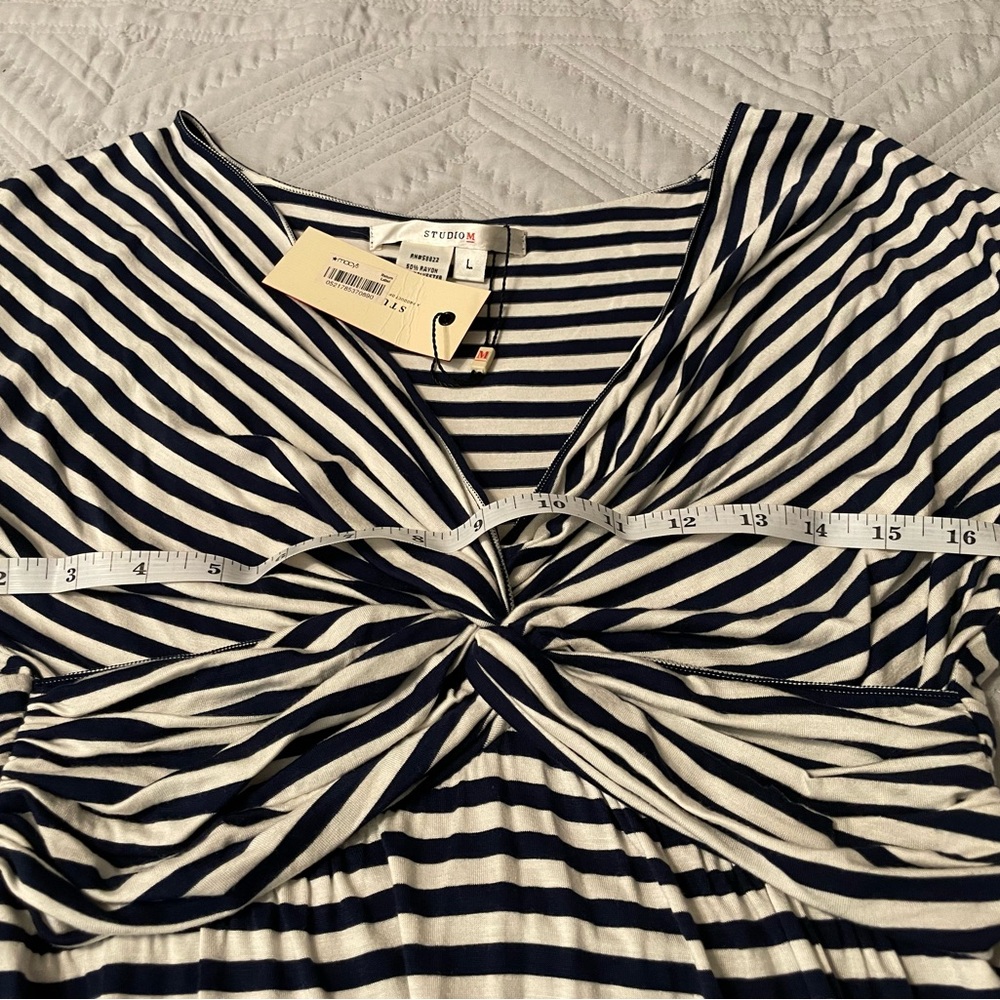 Studio M Navy and White Striped Midi Dress - Picture 7 of 12